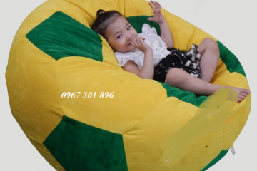 Ghế lười hạt xốp hình quả bóng vải kaki