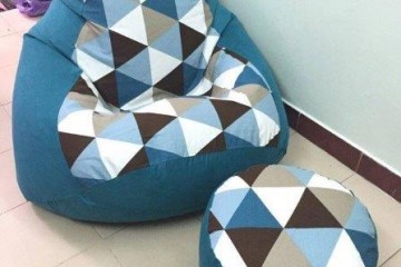 Ghế lười hạt xốp hình quả lê L04 màu xanh