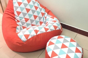 Ghế lười hạt xốp hình quả lê L04 màu cam