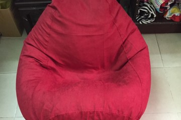 Ghế lười hạt xốp hình quả lê mẫu vải trơn