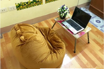 Ghế Lười hạt xốp hình quả lê vải nhung