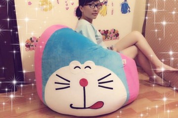 Ghế lười hạt xốp doremon chất liệu nhung