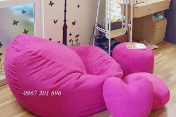 Ghế lười hạt xốp hình quả lê L09 màu hồng
