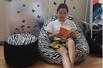 Ghế lười hạt xốp hình quả lê L05 vằn ngựa
