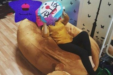 Ghế lười hạt xốp hình oval màu nâu