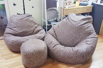 Ghế lười hạt xốp hình quả lê L05 vằn báo