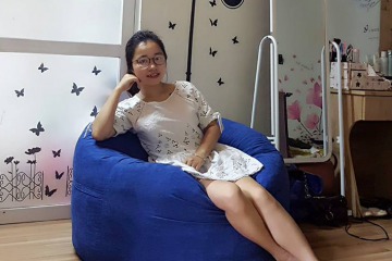 Ghế lười hạt xốp hình trụ T01 màu xanh