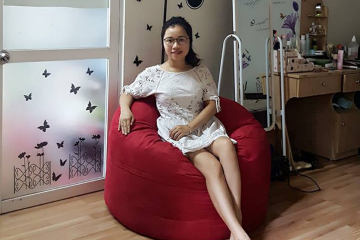 Ghế lười hạt xốp hình trụ T01 màu đỏ