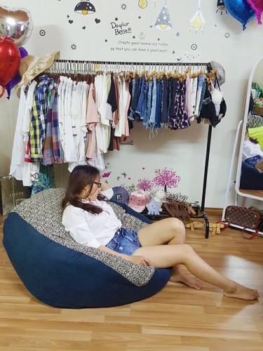 Ghế hạt xốp hình quả lê L12 tối màu