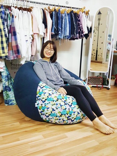 Ghế hạt xốp hình quả lê L14 họa tiết