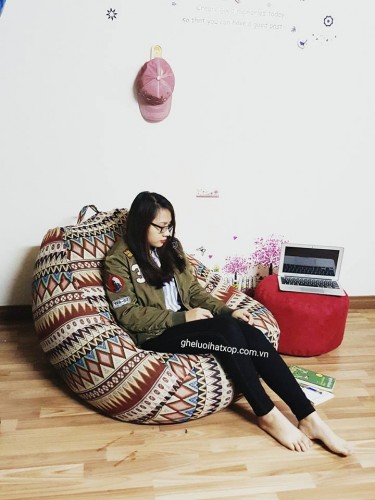 Ghế lười hạt xốp hình quả lê G02 gấm sz L