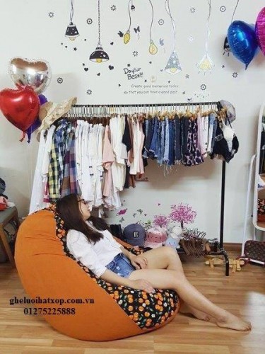 Ghế lười hạt xốp dáng lê cotton GL021 (2)