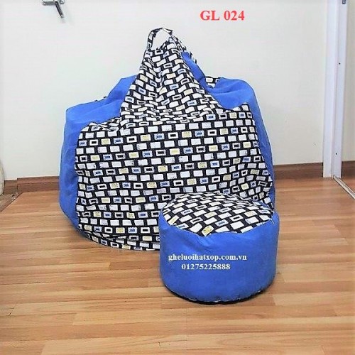 Ghế lười hạt xốp dáng lê xanh GL 024 (size XL) (2)