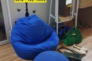 Ghế lười hạt xốp dáng lê xanh kaki GL S002