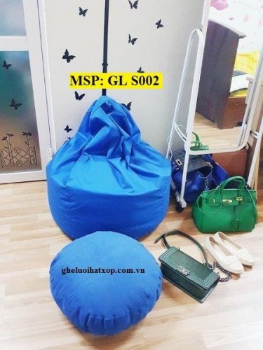 Ghế lười hạt xốp dáng lê xanh kaki GL S002