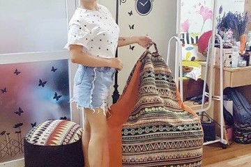 Ghế hạt xốp dáng quả lê thổ cẩm GL L032 (M)