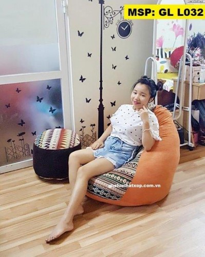 Ghế hạt xốp dáng quả lê thổ cẩm GL L032 (M) (4)