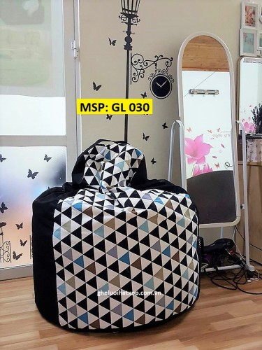 Ghế lười hạt xốp dáng lê đen tam giác GL 030 (L) (2)