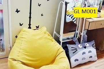 Ghế lười hạt xốp dáng lê kaki trơn màu vàng chanh GL M001(M)