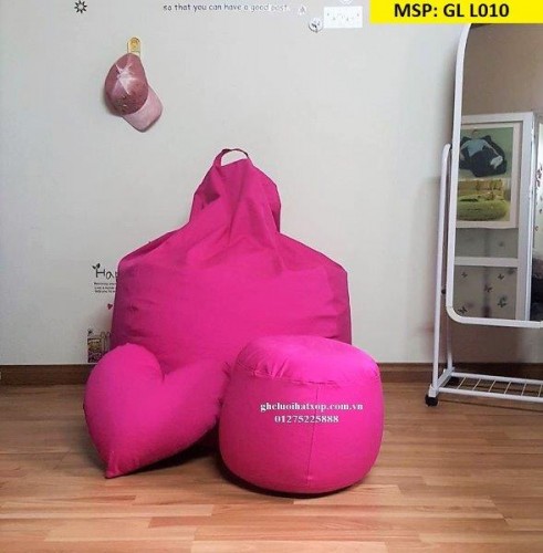 (SET) Gối lười hạt xốp dáng lê hồng kaki GL L010 (3)
