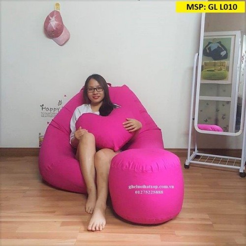 (SET) Gối lười hạt xốp dáng lê hồng kaki GL L010 (6)