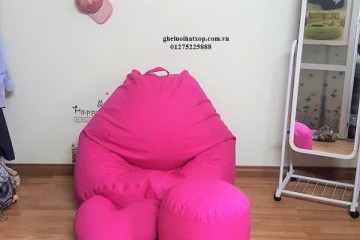 (SET) Gối lười hạt xốp dáng lê hồng kaki GL L010