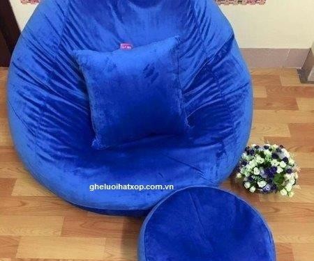 Ghế hạt xốp dáng lê chất nhung xanh GL L012 (3)