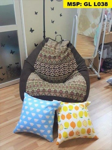 Ghế hạt xốp hình quả lê thổ cẩm GL L038 (L) (4)