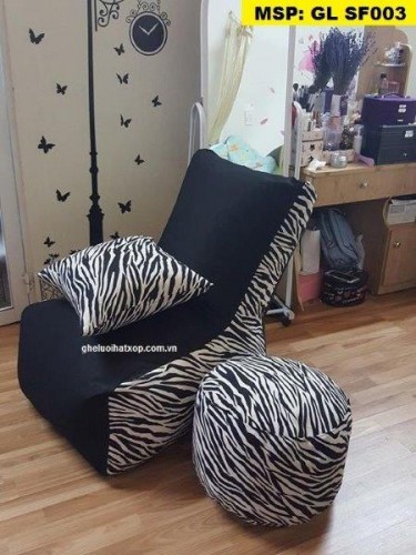 Ghế lười hạt xốp dáng sofa đơn vằn GL SF003