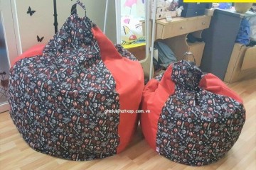Ghế xốp lười dáng lê cotton họa tiết GL L052