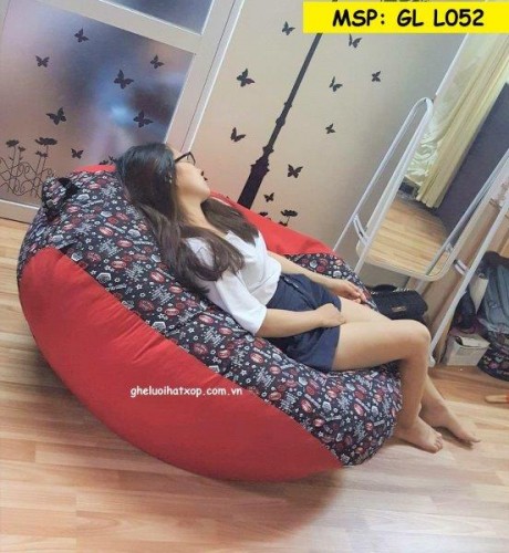 Ghế xốp lười dáng lê cotton họa tiết GL L052 (4)