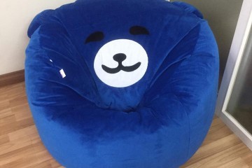 Ghế lười hạt xốp  hình tròn chất nhung xanh coban GL T008  (L)