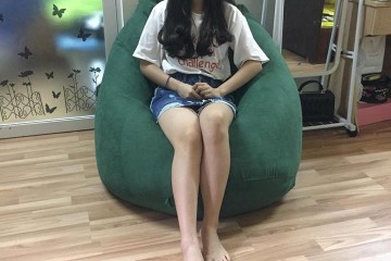 Ghế lười hạt xốp da lộn xanh lá già GL L063 (L)