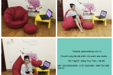 Ghế lười hạt xốp màu đỏ da lộn lên ngôi- ngọt ngào hạnh phúc, đong đầy yêu thương.