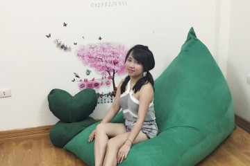 Ghế lười dáng thuyền xanh lá đậm da lộn size XL GL T007