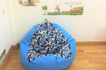 Ghế lười xốp quả lê xanh họa tiết GL L072