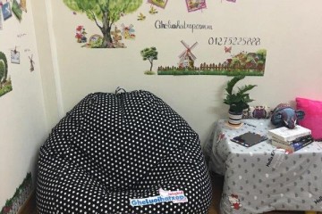 Ghế lười dáng lê họa tiết chấm bi GL L077 (L)