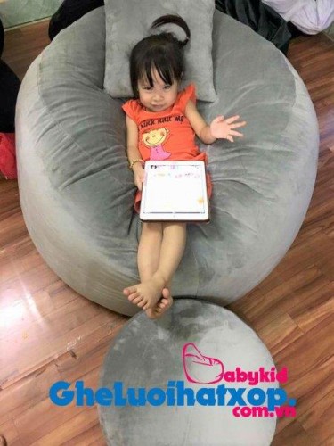 Ghế hạt xốp hình tròn xám - nhung (L) GL T091 (7)