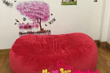 Ghế lười dáng oval chất nhung đỏ GL O096 (L)
