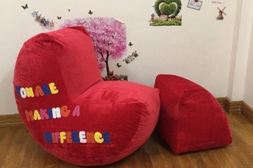 Ghế lười dáng sofa chất nhung đỏ GL S097 (L)