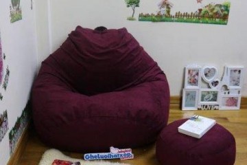 Ghế lười dáng lê chất da lộn đỏ mận GL L097