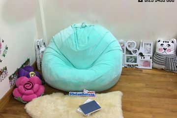 Gối lười dáng lê xanh Mint chất nhung GL L113 ( L)