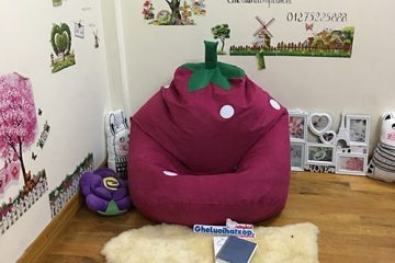 Gối xốp dáng lê hình dâu tây hồng da lộn GL L112 ( L)