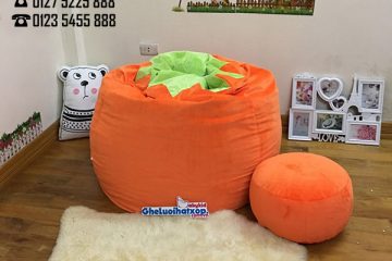 Ghế xốp dáng lê chất liệu nhung cam carot GL L122 (L)