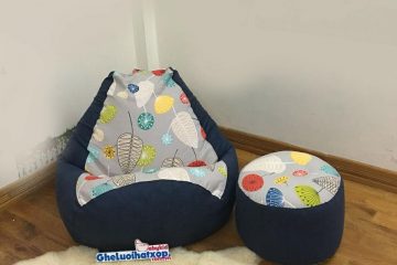 Ghế lười hạt xốp dáng lê chất liệu canvas pha tím than GL L117 ( L)