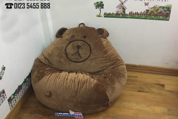 Ghế xốp dáng lê chất nhung hình Gấu Brown màu nâu GL L125 (L)