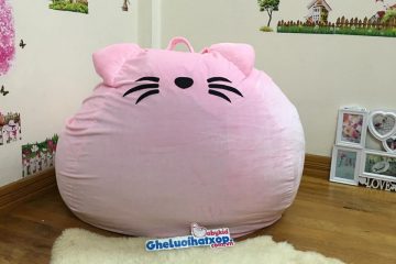 Ghế xốp chất nhung hình mèo hồng nhạt GL L121 ( L)