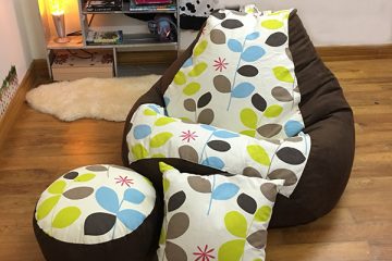 Ghế xốp dáng lê họa tiết hoa cành nâu GL L135 (L)