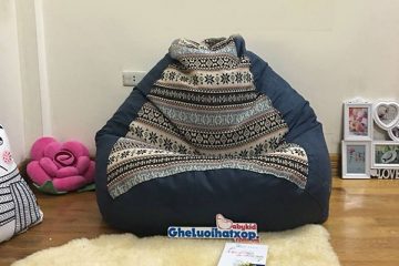 Ghế xốp dáng lê thổ cẩm hoa tuyết xám GL L133 (L)