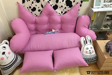 Set ghế hạt xốp sofa chữ nhật kaki hồng tím nhạt SF011